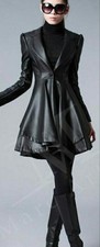 Women Leather Dress, Real Leather Frock, Black Leather Women Short Frock