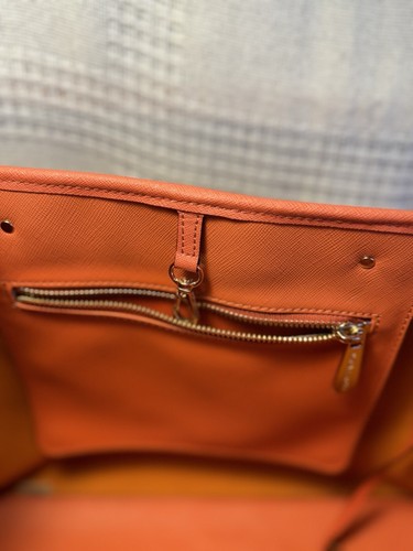 Michael Kors Gorgeous Jet Set Orange-Red Saffiano Leather Travel Tote * - Picture 4 of 8
