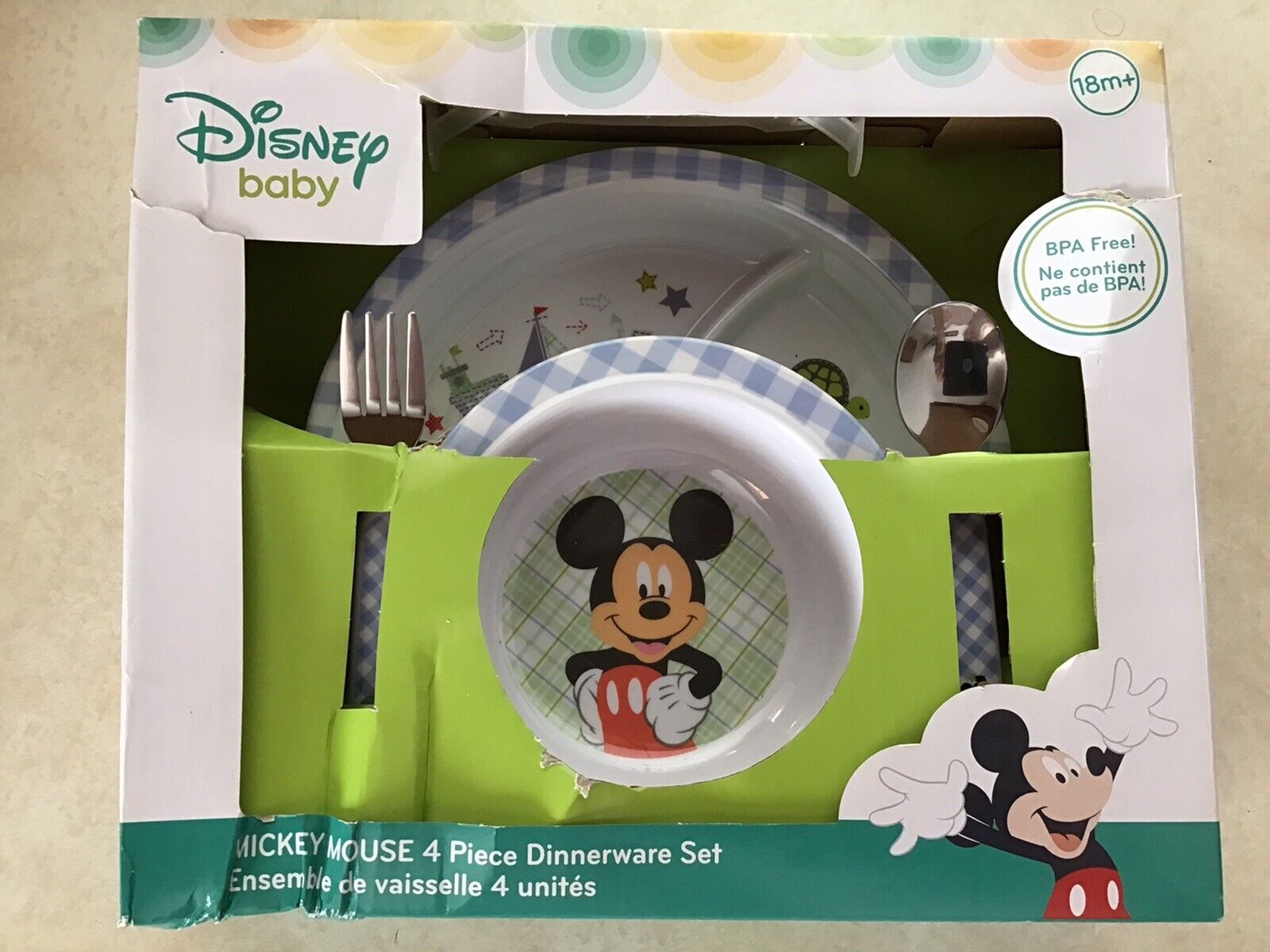 Disney Baby Mickey Mouse Dinnerware Set Plate Fork Free shipping on posting reviews Bowl Chicago Mall Spoon BP