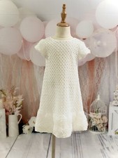 ELEGANT GIRL DRESS SOLID WHITE LACE  HEM FLOWER 4T LITTLE ANGELS BY US ANGELS