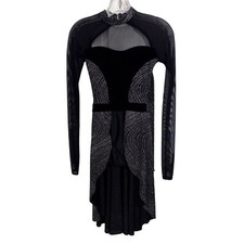 DOUBLE PLATINUM Dance Costume Leotard Adult XS Black Cracked Ice Jazz Tap Ballet