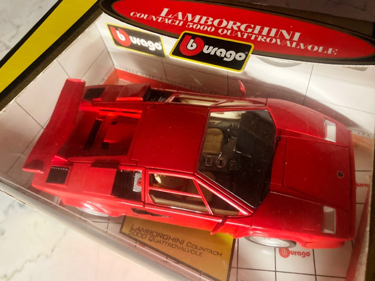 ミニカー Burago Lamborghini Countach 5000 1/18 Vintage Burago 1/18 Scale DieCast Red Lamborghini Countach