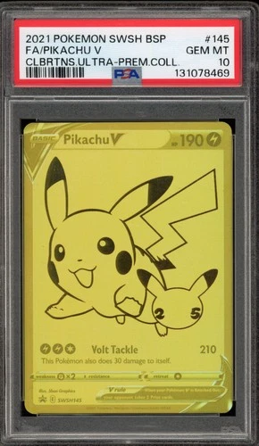 Pokemon Pikachu V Celebrations Ultra-Premium Coll. Full Art Promo SWSH145 PSA 10
