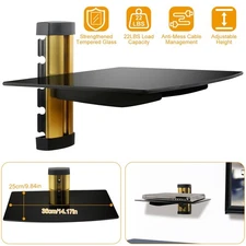 Floating Glass AV Shelf Wall Mounted Under TV Stand Bracket For DVD DVR PS Xbox