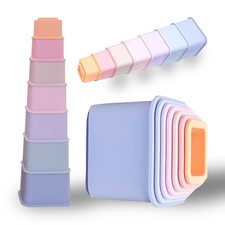 Baby Stacking Cups - Square Silicon Nesting Cups For Kids