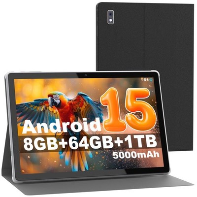 Byybuo 10,1 Zoll Android 15 Tablet mit Hülle, 8GB RAM + 64GB ROM + 