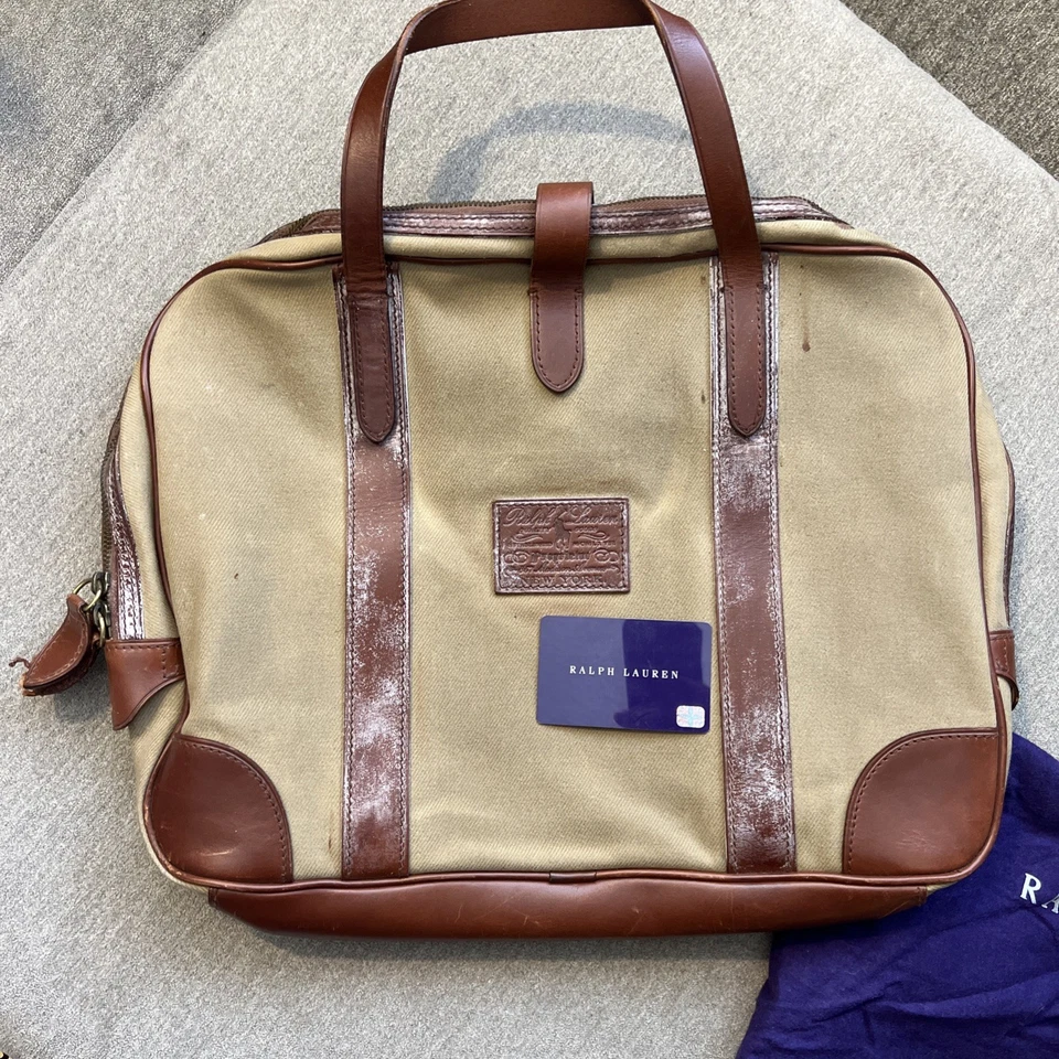 RALPH LAUREN PURPLE LABEL LEATHER WORK LAPTOP BAG WITH Dust Bag & Card - Image 2 of 4