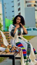 Ethiopian Dress  Selen Tilf   Ethiopian Wollo Amhara Embroidery Dress