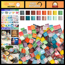 Striped Crystal Glass Mosaic Tiles 10mm Assorted Colors - Craft Home D cor