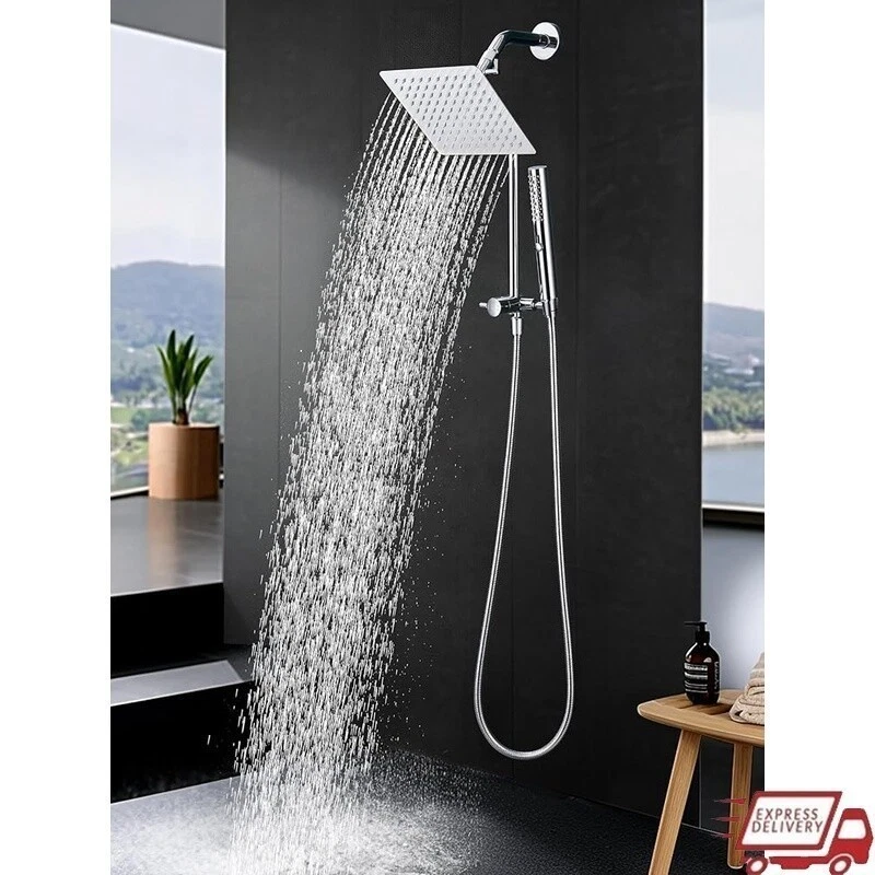Metal Shower Head Combo Handheld Rain Massage Diverter 4-Function Easy Install