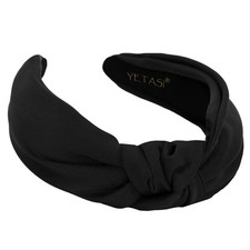 Headbands For Women Black Satin Elegant Knotted Non Slip Silk Quality