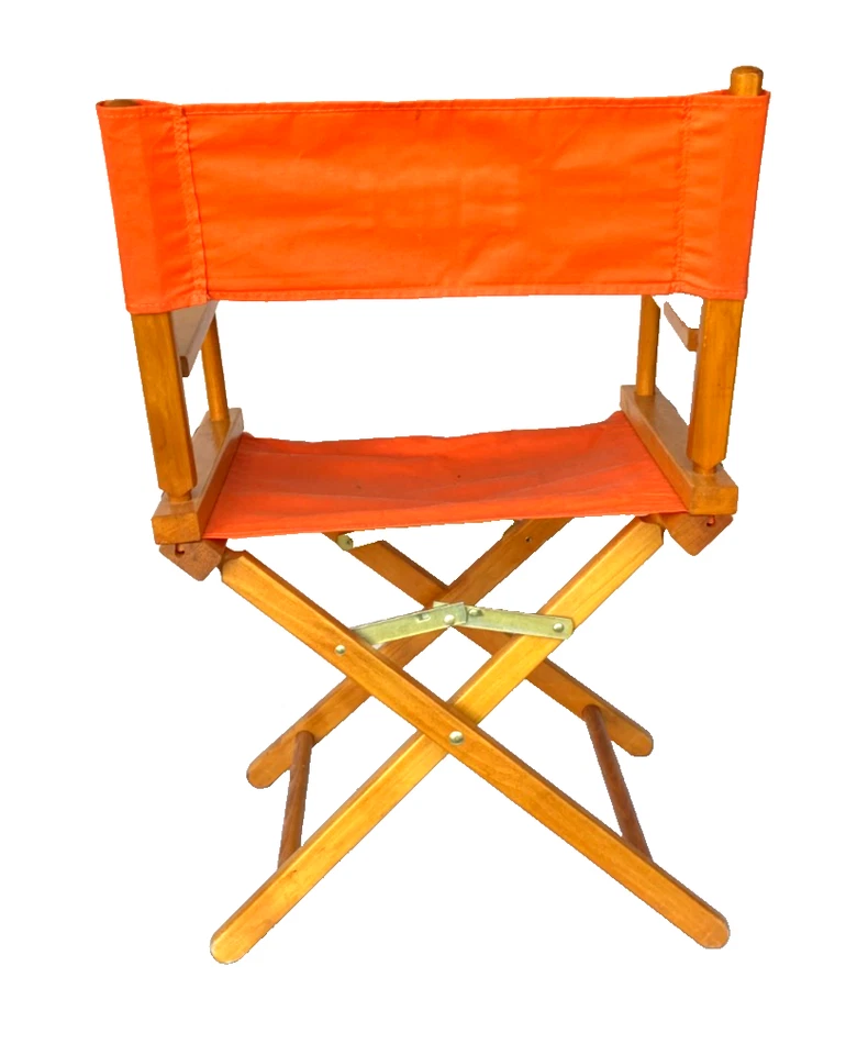 Silla de Director Plegable Telescopio Vintage Marco de Madera de Lona Naranja - ¡Bonito!! Foto 2 de 2