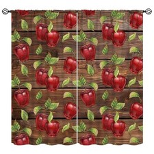 Sweet Apples Curtains, Fresh Apples Fruit 20.5"W x 45"L Pack of 2 Fruit-9
