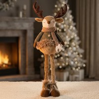 Hirsch Deko Figur 54Cm Groß Stehend Rentier Elch Weihnacht Winter Braun GrüN