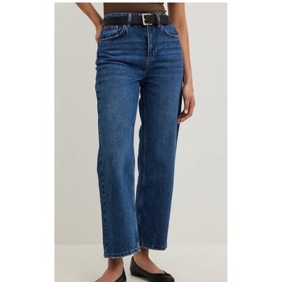 NA-KD Blue Denim Jeans High Waist Straight Leg Women Size 36