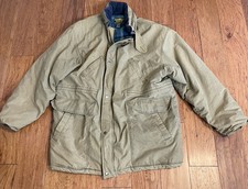 VTG Oshkosh B Gosh Men s Lined Barn Chore Coat XL 46-48 Khaki W/Plaid Lining