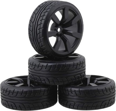 4Pcs ShareGoo OD62mm Hard Plastic RC Drift Car Tires & Wheel 2.44 inch, Black 