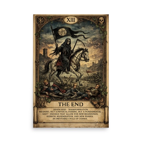 Carte de tarot "La fin" "Mort" affiche papier photo premium - Photo 1/4