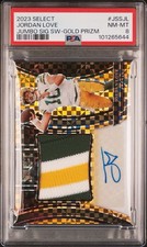 2023 Select Jordan Love Jumbo Swatch Signature Gold Auto /10 PSA 8