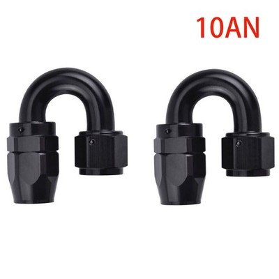 2pcs Hose End Fitting 180 Degree Swivel fits CPE Braided Hose Black 10AN.