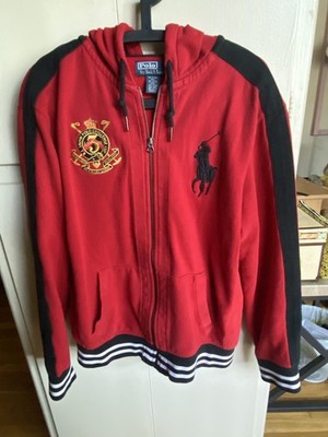 Vintage Polo Ralph Lauren Hoodie Mens L Red Snow Challenge Cup Full Zip Big Pony