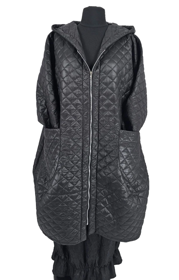 PoCo LAGENLOOK Ballon-Stepp-Mantel schwarz 44 46 48 50 52 54 56 58 L XL XXL XXXL - Bild 3 von 4