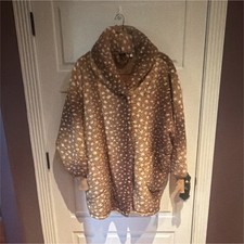 BumbleBella by Jill Martin Brown Polka Dot Button  Jacket Women's XL