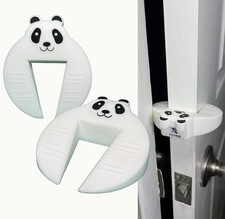 Door Pinch Guard Slam Stopper, Cute Silicone Panda Design Anti Door Slam 2 Pack