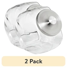 (2 pack)  Silver Glass with Lid Penny Candy Glass Jar
