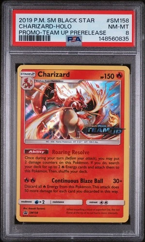 2019 Pokemon SM Black Star Promo Charizard Holo -Team Up Prerelease PSA 8 #SM158