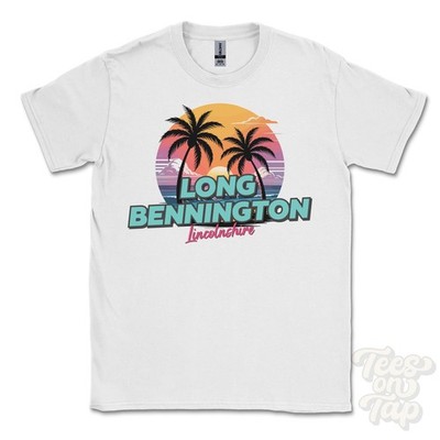 LONG BENNINGTON LINCOLNSHIRE T-SHIRT - Retro Miami Style lustig UK Sommer Parodie