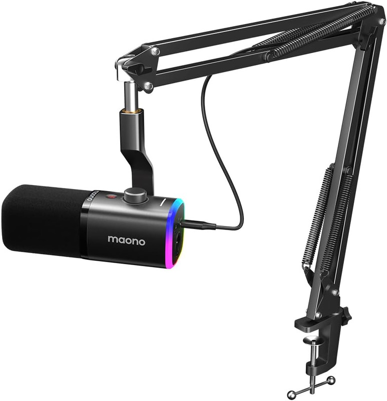 MAONO Dynamic Gaming Microphone with Boom Arm: XLR/USB Podcast Microphone with S