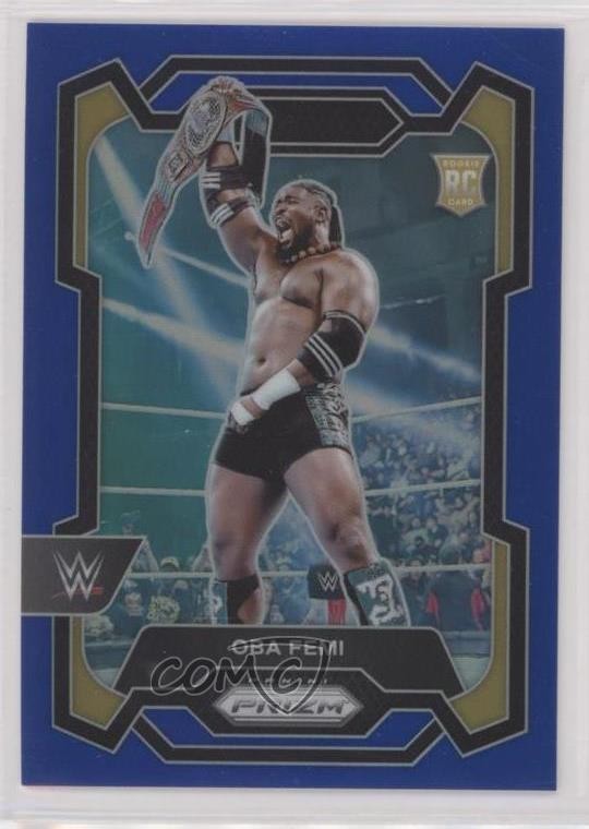 2024 Panini Prizm WWE Blue Prizm 110/199 Oba Femi #199 Rookie RC 17x6