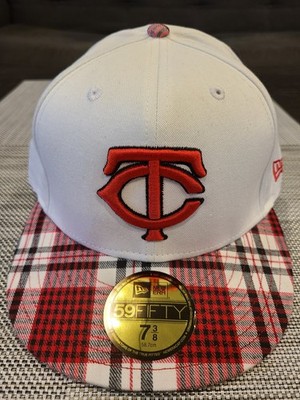 New Era 59Fifty M8nnesota Twins Fitted Hat Spring Plaid Red Black White 7 3/8