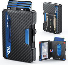 Slim Wallet for Men - Minimalist Mens Wallet with Money Clip, Aluminum Pop up Ca