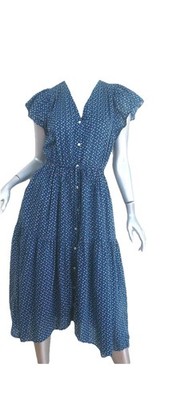 Trovata Birds of Paradis Kristi Midi Dress Navy Floral Print Size Medium 