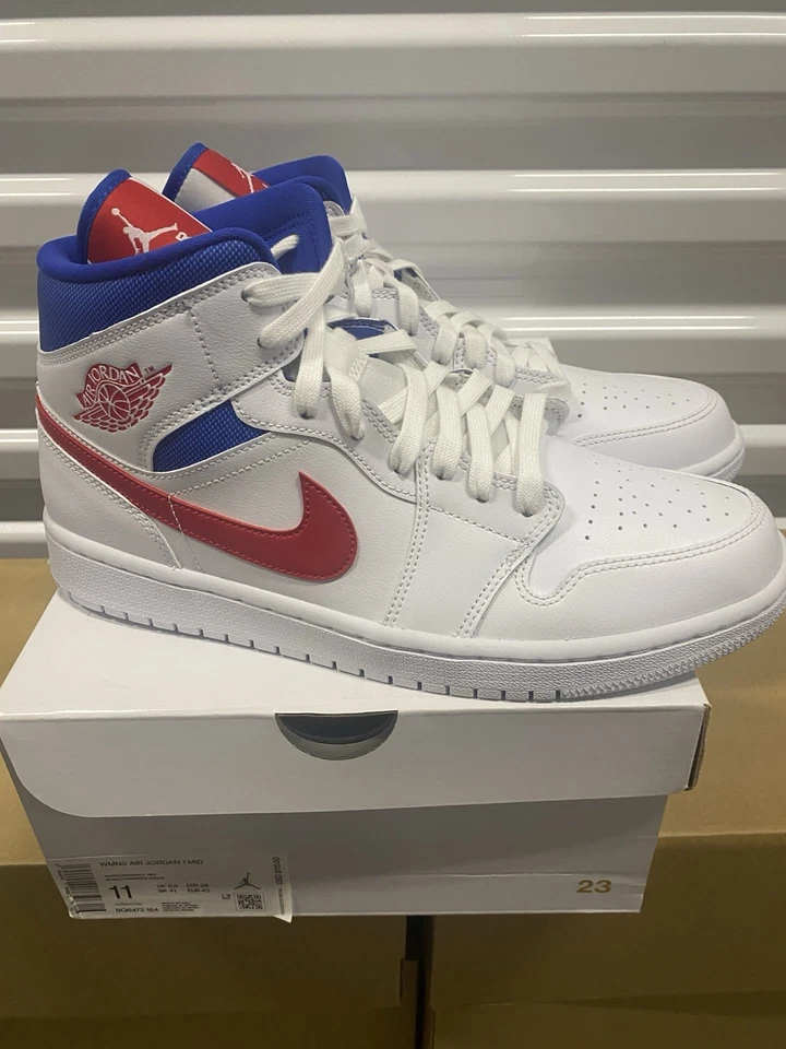 Jordan 1 Mid Blanco Rojo Real Talla 11w / 9.5 M BQ6472164 Foto 2 de 4