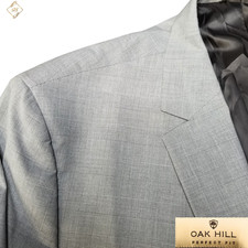 New Oak Hill Perfect Fit Mens SHORT ARMS Blazer 56R Jacket Gray Plaid Sport Coat
