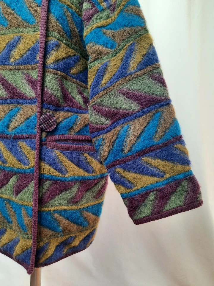 Missoni prima linea vintage 80s 90s wool mohair doubleface geometric coat trench - Immagine 4 di 4