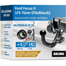 ANHÄNGERKUPPLUNG für Ford Focus II 04-08 abnehmbar BRINK +7polig ESatz ABE