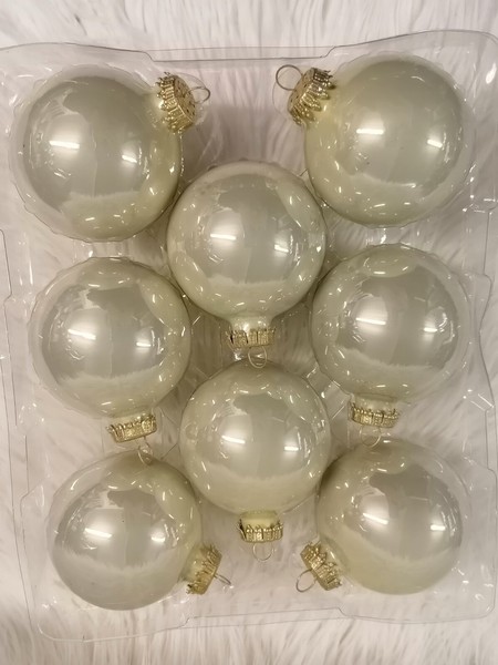 Christbaumkugel Weihnachtskugel Christbaumschmuck Krebs Lauscha Perl Shine Beige-image