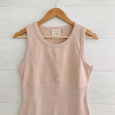 NWT Style Rack LA - Blush beige jersey knit sleeveless body con simple dress,  M | eBay