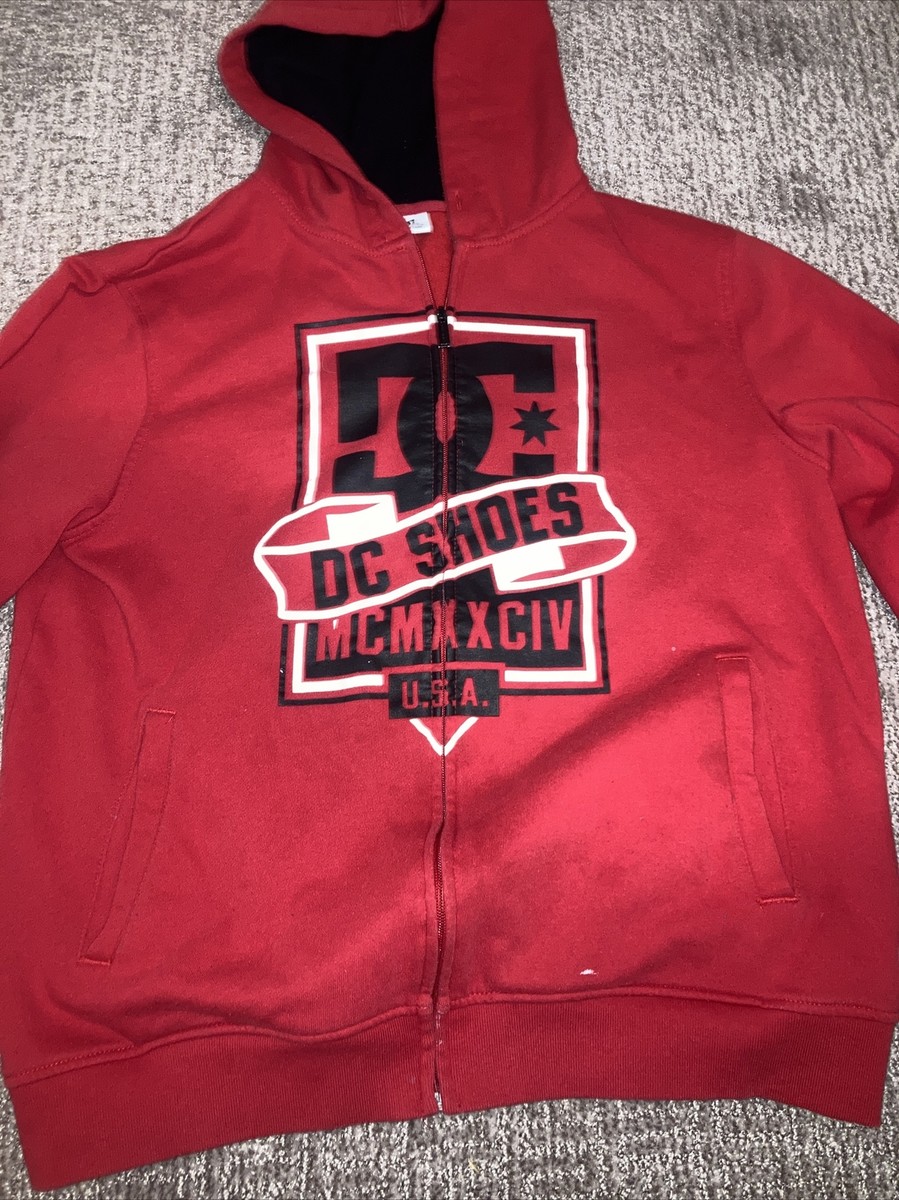 Dc Shoes Full Zip Hoodie Mens Size XL Center Logo Red READ VTG