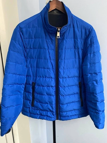Baldinini mens down quilted reversible nylon leather jacket coat image 3