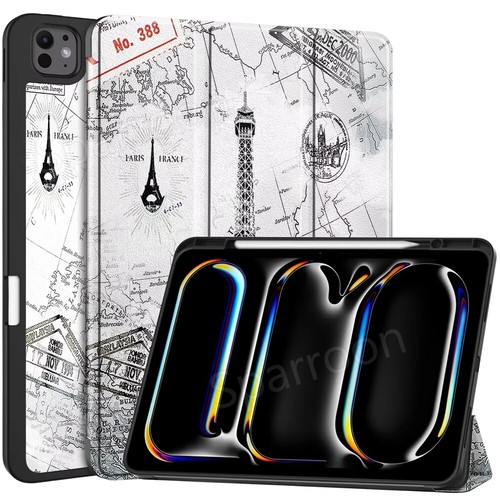 Case For iPad Air 13 / 11 & Pro 13 / 11 2024 PU Leather Cover with Pencil Holder - Picture 5 of 95