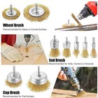 9Pcs Copper Plated Steel Wire Brush Combination Set for Cleaning Rust Removal