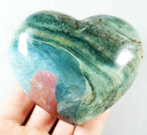 0,97 Pfund erstaunliche natürliche Ozean Jaspis Kristall Achat Geode Herz Jaspis Reiki Stein