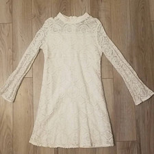 Zunie Girls Lace Long Sleeve Lined Dress IVORY 12 NWT