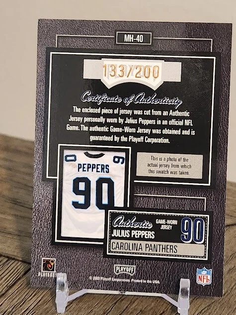 2003 Playoff Hogg Heaven Material Hoggs Bronze Card #MH40 Julius Peppers /200 - Image 2 of 2