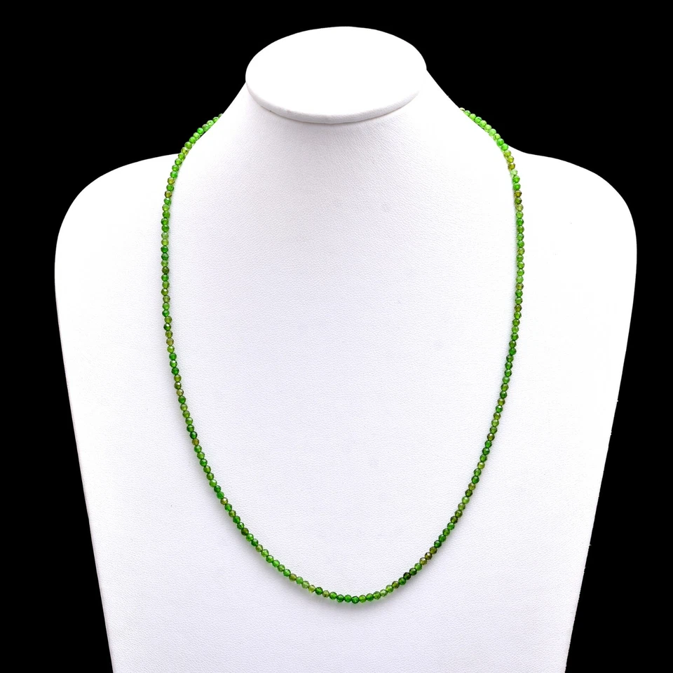 铬透镜项链,2.5 毫米镀铬透视微刻面圆形珠项链 — 第 4/4 张图片